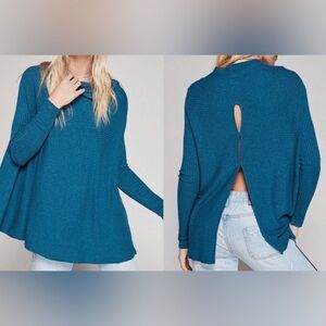 Free People We The Free Lover Rib Thermal Top Sweater, size large.